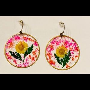 Sunflower resin homemade earrings 40MM